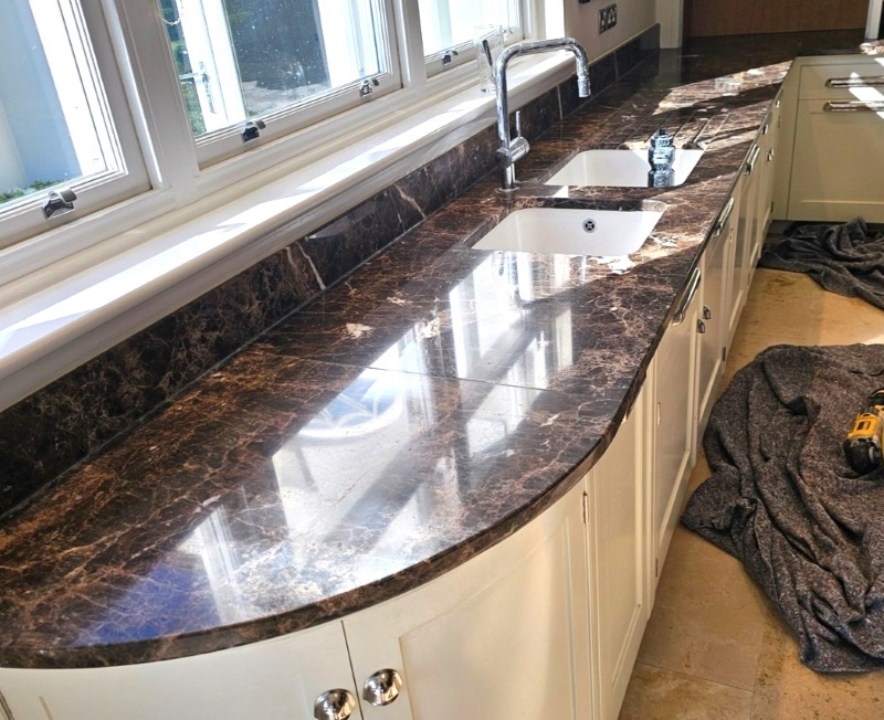 Dull Marble Kitchen Countertop After Polishing Surbiton