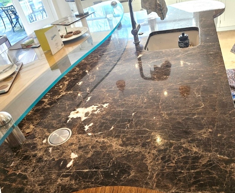 Dull Marble Kitchen Countertop After Polishing Surbiton