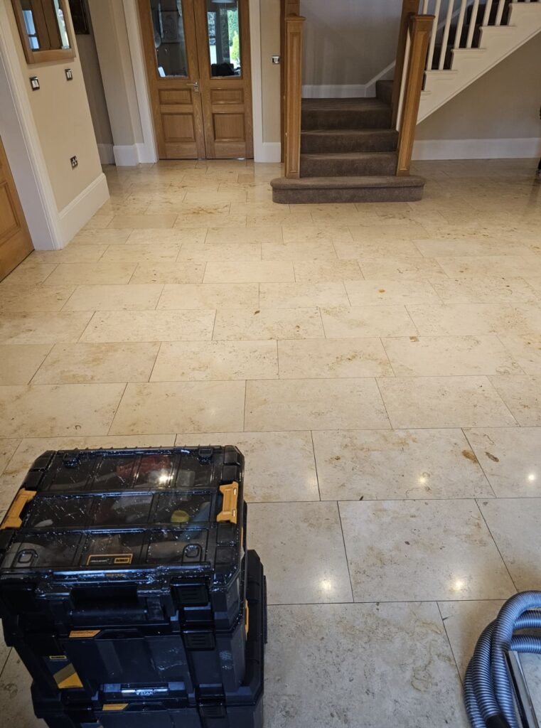 Limestone Floor Before Cleaning Surbiton