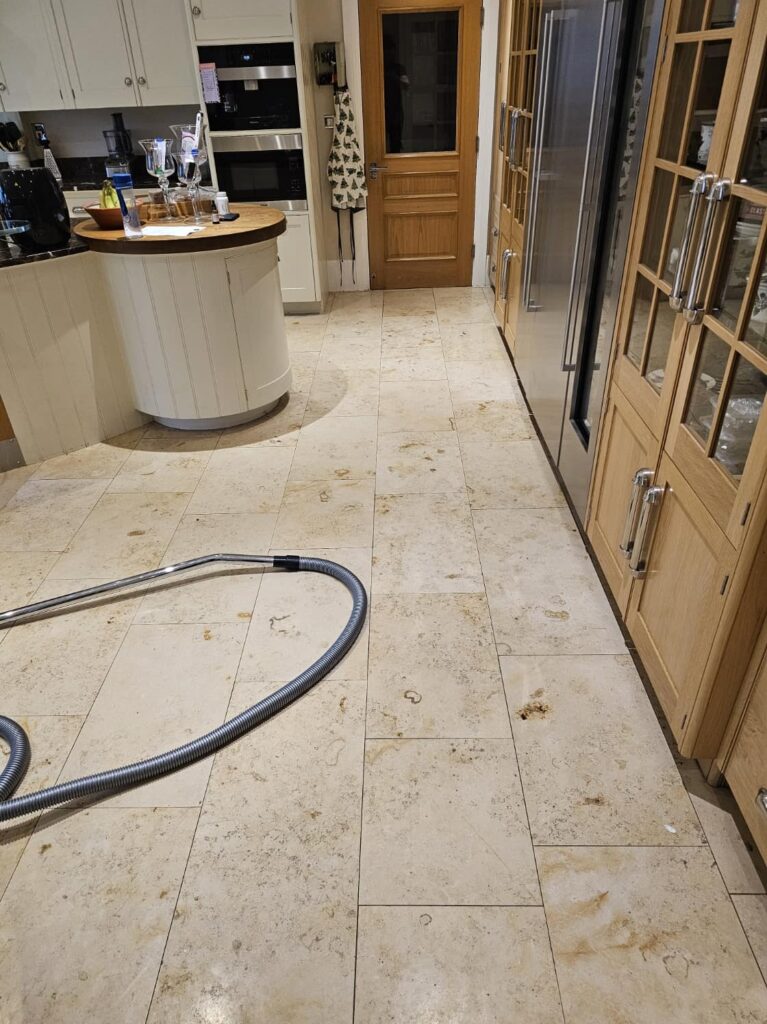 Limestone Floor During Cleaning Surbiton