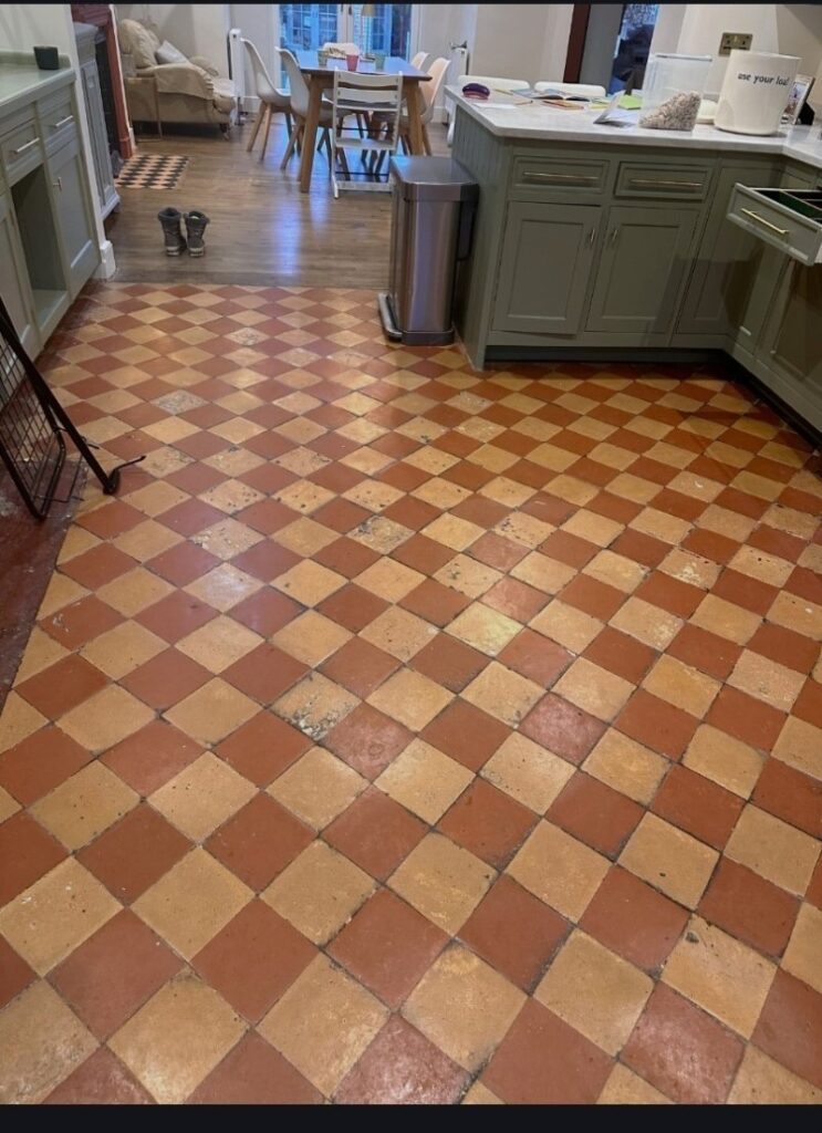 Terracotta Tiled Kitchen Floor During Renovation Richmond