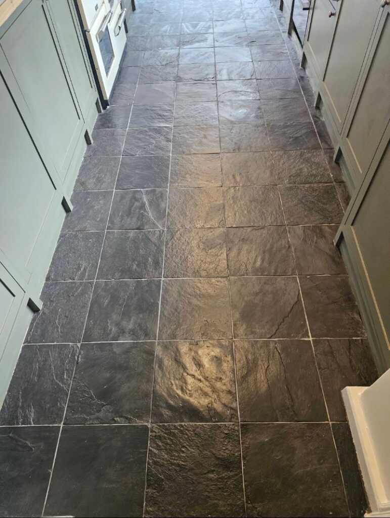 Black Slate Floor After Cleaning Richmond KT2